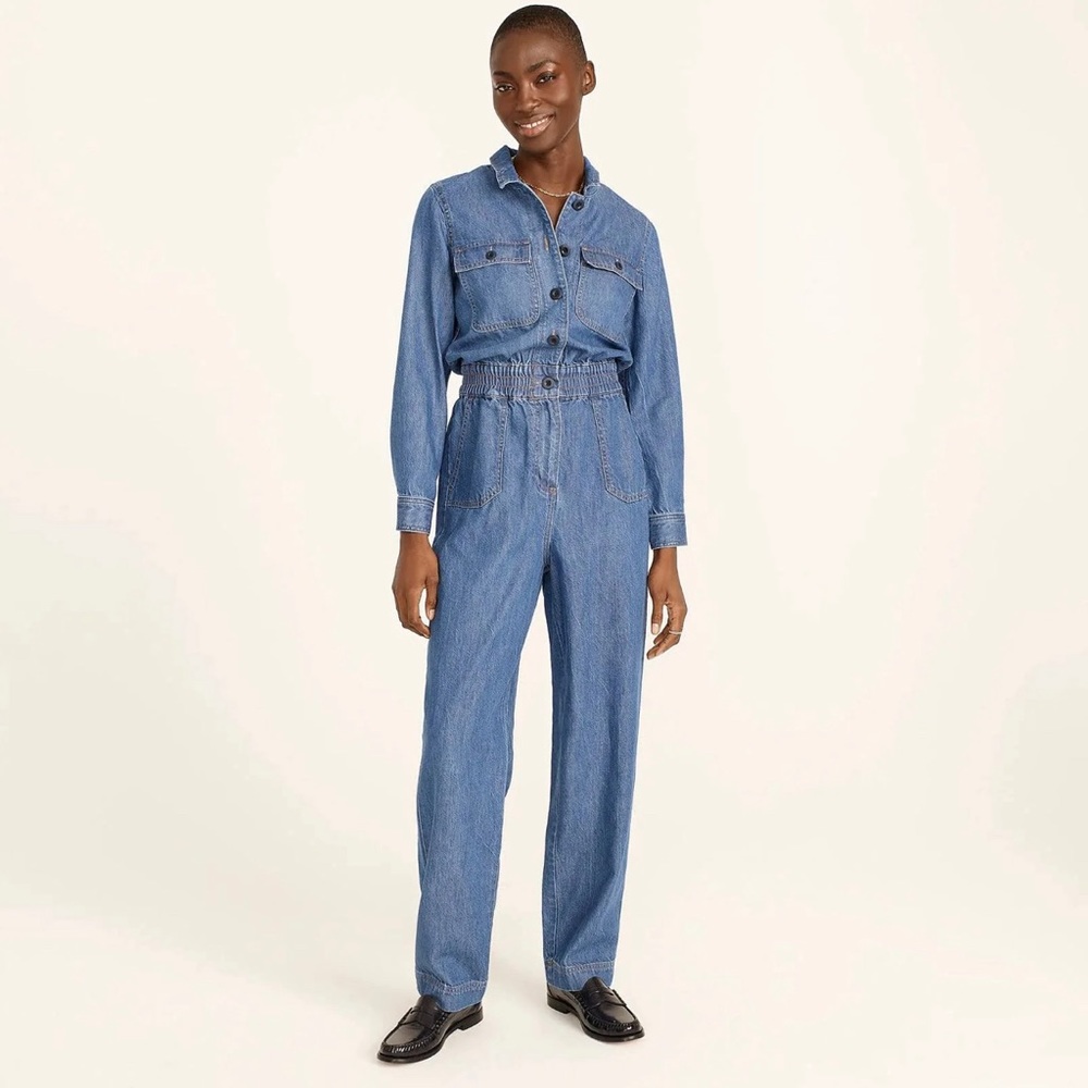NWT J. Crew women's cinched waist jumpsuit in blue